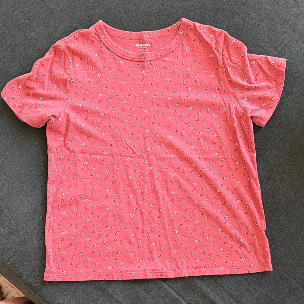 Old Navy Rose Pink Tiny Floral Short Sleeve Tee
